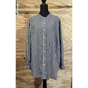 Woman Within Button Up Shirt Sz 2X Gingham Black White Cottagecore Mature